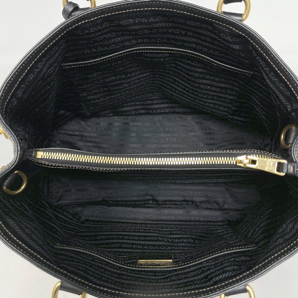 Prada logo jacquard handbag tote bag canvas beige black - Picture 6 of 6